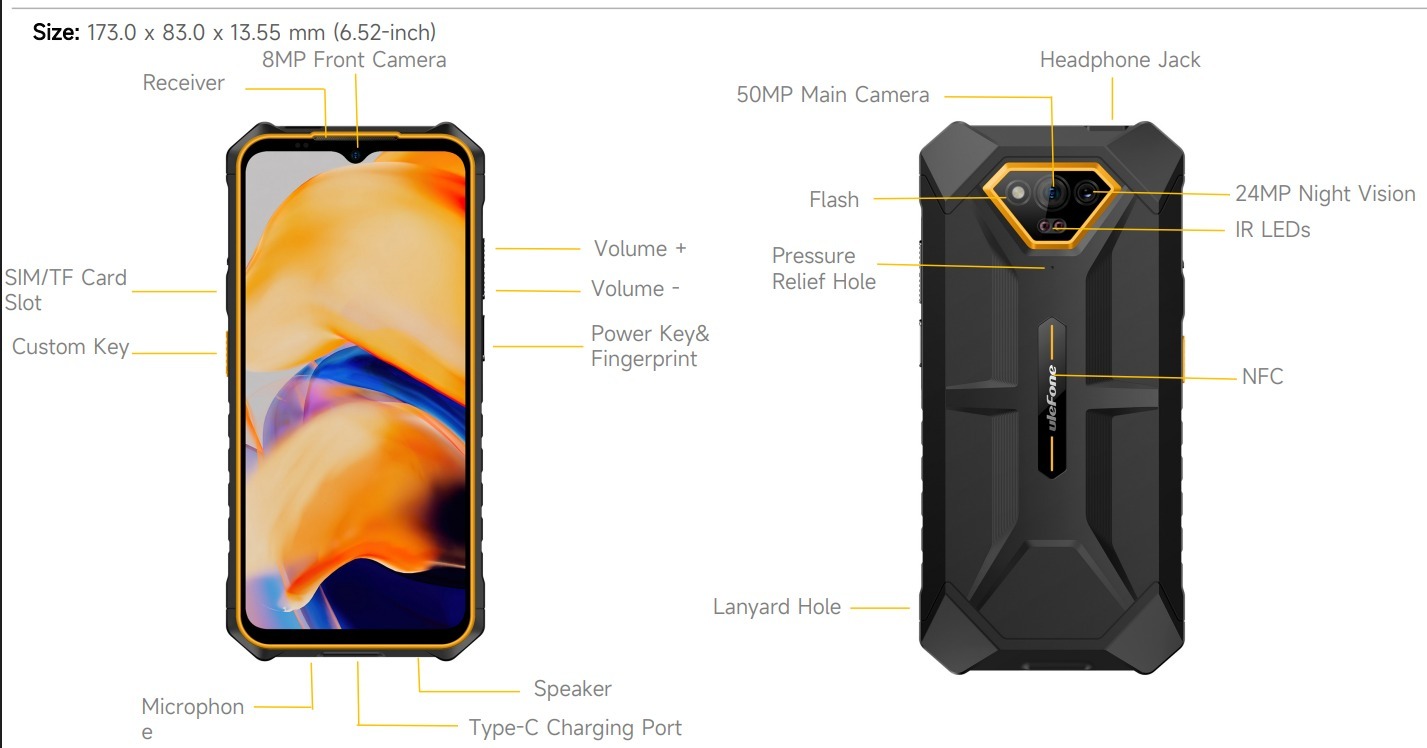 ULEFONE-ARMOR-X13 MEDIATEK HELIO G36 OCTA-CORE 2.2 GHz CPU - Imagen 2